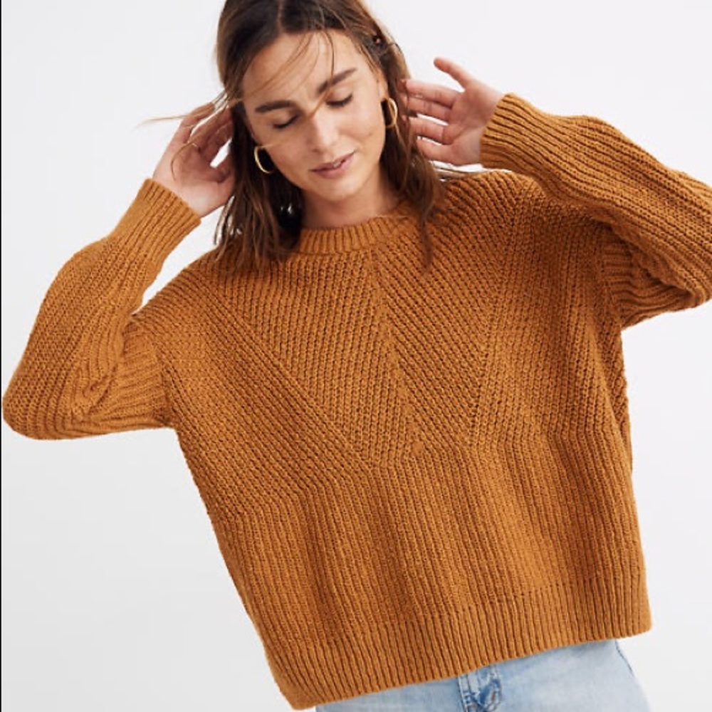 Madewell Joslin Pullover Crewneck Sweater in Gold